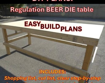 DIY Beer Die Table Plans. Digital download with shopping List, cut list, step-by-step instructions, rules and pictures (PDF)