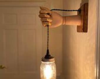 Mannequin Hand Wall Sconce: Steampunk Posable Light