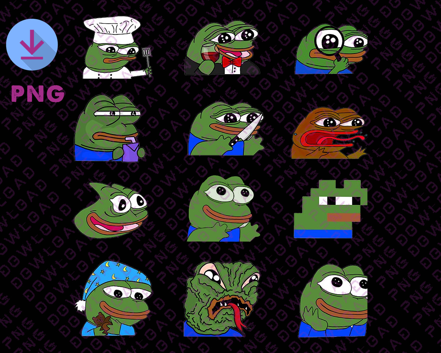 Pepe Peepo Variety Set (12 Pepes Edition) Sublimation Designs