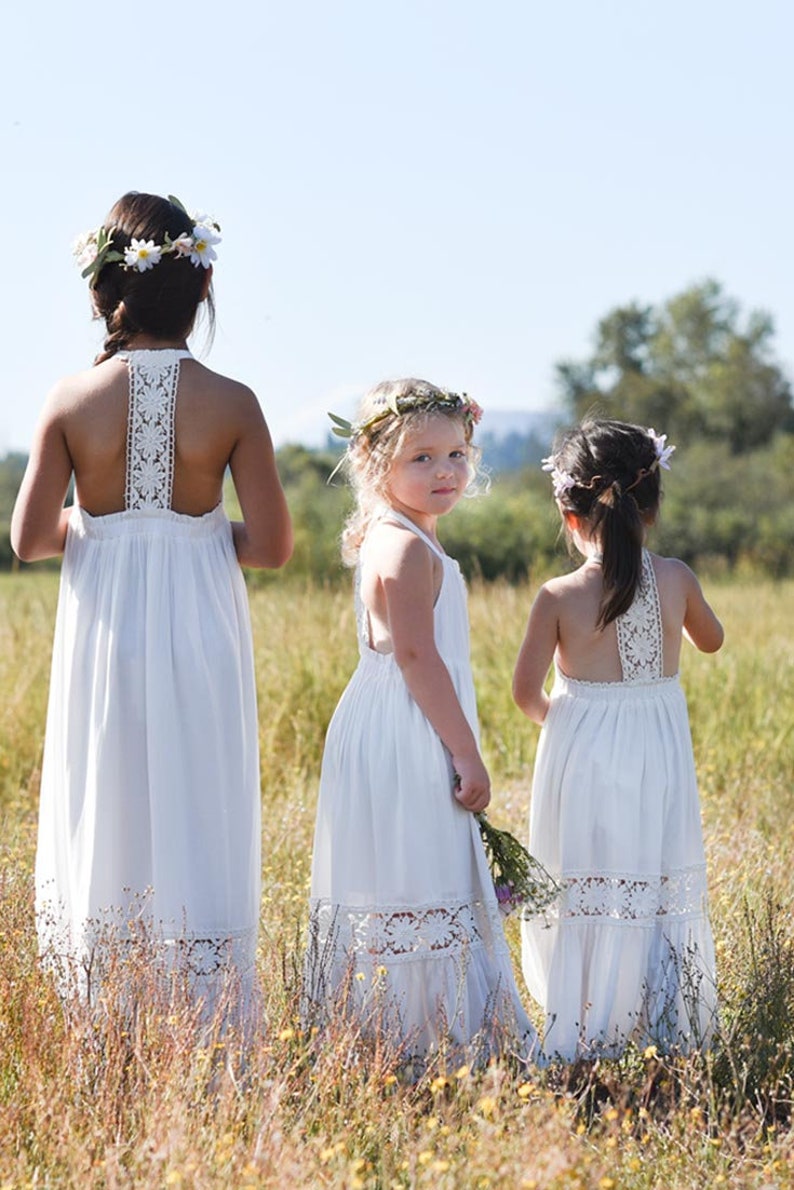 Flower Girl Dress Boho Jr Bridesmaid Dresses Lace Bridesmaid Etsy