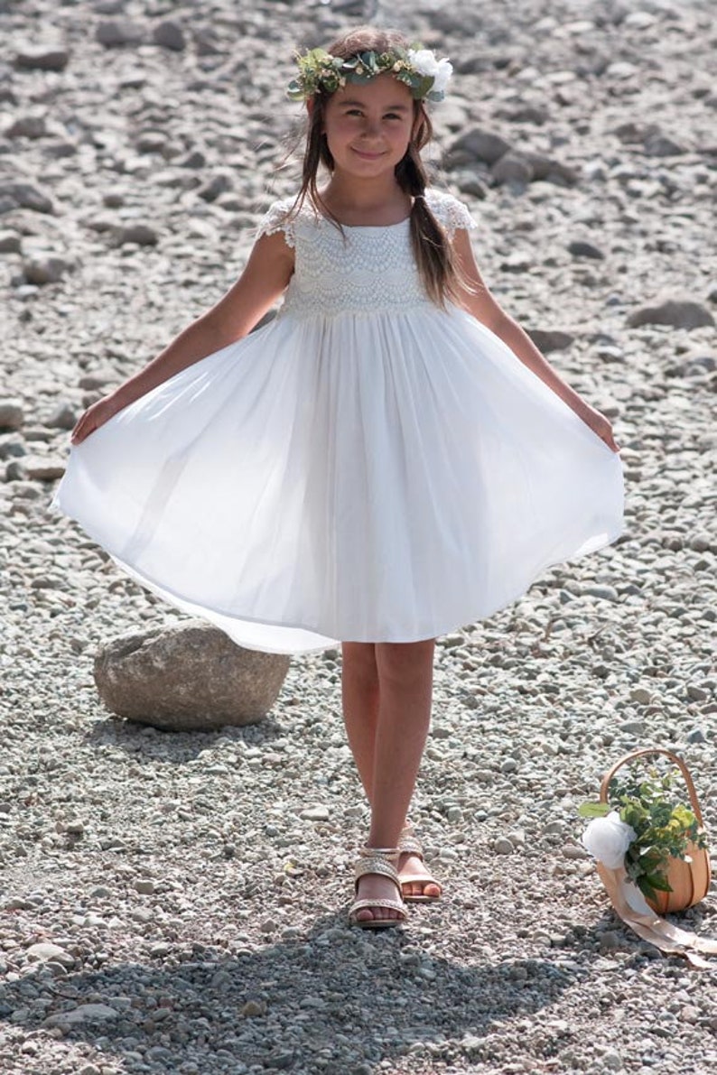 Lace flower girl dress Boho flower girl dress Bohemian flower girl dress Evie Dress Vintage lace flower girl dress Communion dress