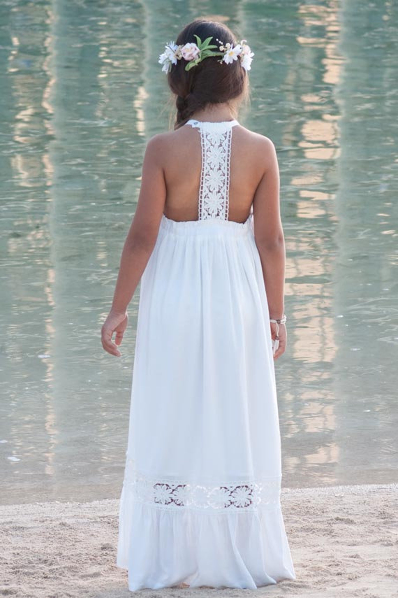 Beach Flower Girl Dress Open Back Flower Girl Dress Long Etsy