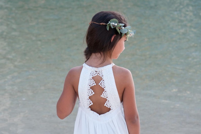Rustic Flower Girl Dress Boho Gown Boho Lace Dress Lace Flower Girl Dress Ivory Communion Dress Girls Maxi Dress Girls Couture Dress