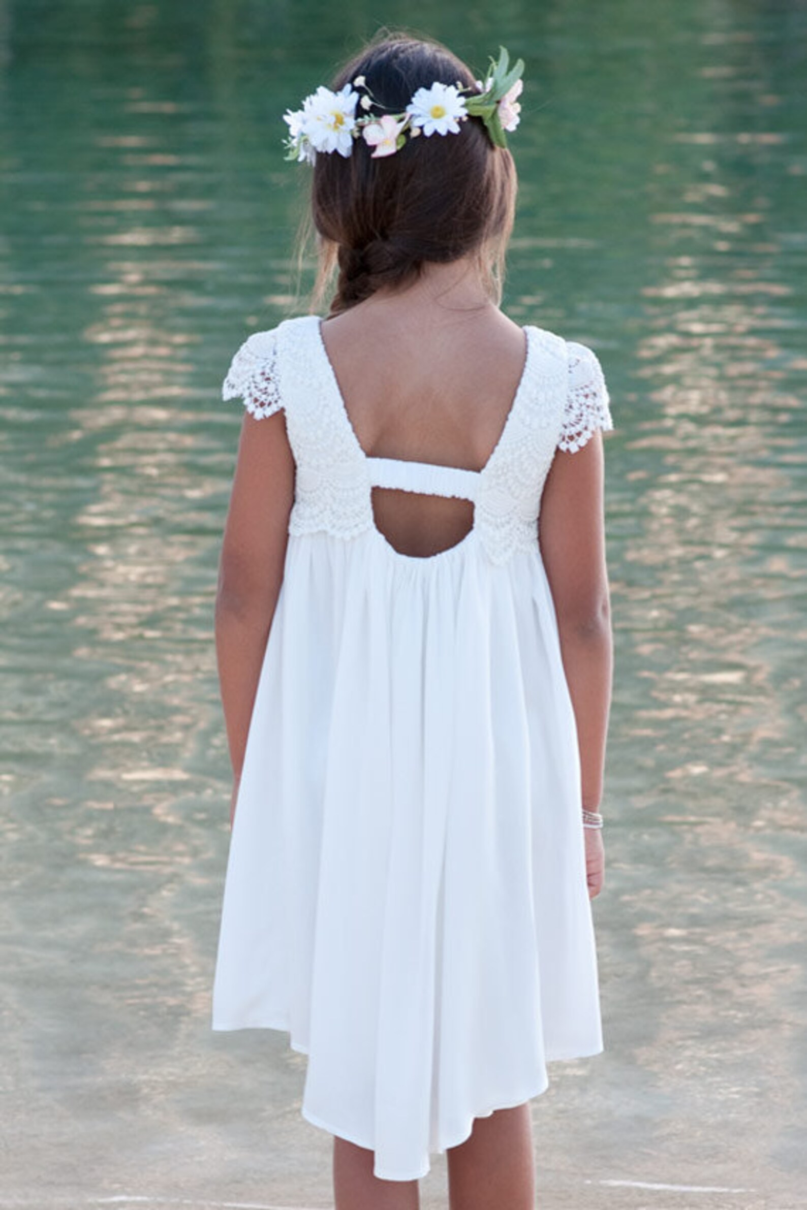 Beach Flower Girl Dress Elegant Flower Girl Dress Cap Sleeve Etsy