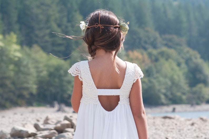 Lace flower girl dress Boho flower girl dress Bohemian flower girl dress Evie Dress Vintage lace flower girl dress Communion dress