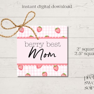 Tag de biscoito do dia das mães | Tag de presente | Berry Best Mom | Tag de feliz dia das mães | Tag de biscoito | Embalagem Home Baker