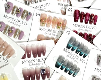 Mystery Nails 3 Sets Grab Bag | Luxury Handmade Resuable Press-ons | MoonBlvd Nails | 3D Nail Art | Nail Care