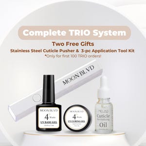 4+ Weeks Solid Nail Glue | Strong Hold Adhesive for Press on Nails | UV Nail Tip | Flash Curing 3D Sculpting Gel | Nail Art Supply TRIO + Removal Oil