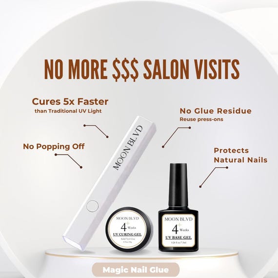 4+ Weeks Solid Nail Glue | Strong Hold Adhesive for Press on Nails | UV Nail Tip | Flash Curing 3D Sculpting Gel | Nail Art Supply