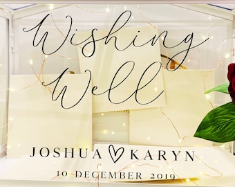 Wishing Well Decal, personalised wishing well, Mr and Mrs NAME Decal sticker, Cards and well wishes, wedding vinyl no wishing well