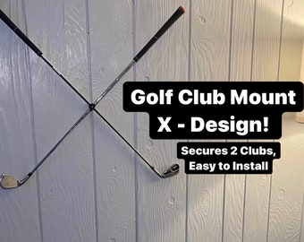 Dual Golf Club Wall Mount Bracket / X Pattern / 11mm or 17mm / Perfect for Irons, Drivers, Wedges or Putters / Display your favorite clubs