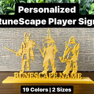 Personalized RuneScape Player Sign - Mage, Melee and Range / The Perfect Gift for a Gamer or RuneScape Fan / 19 Color Options / 5" or 8"