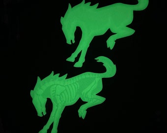 GLOW in the DARK Bronco or Bronco “Skeleton” Emblem and Badge / Calling all Bronco and Bronco Sport & Lovers / 4”, 5", 6", 7.5"