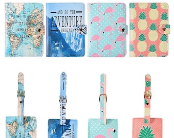 Cute Passport Holders with Luggage Tag / Card Holders / Traveler Gifts / Passport Case / Passport Cover / Honeymoon Gift / PU Leather Cover