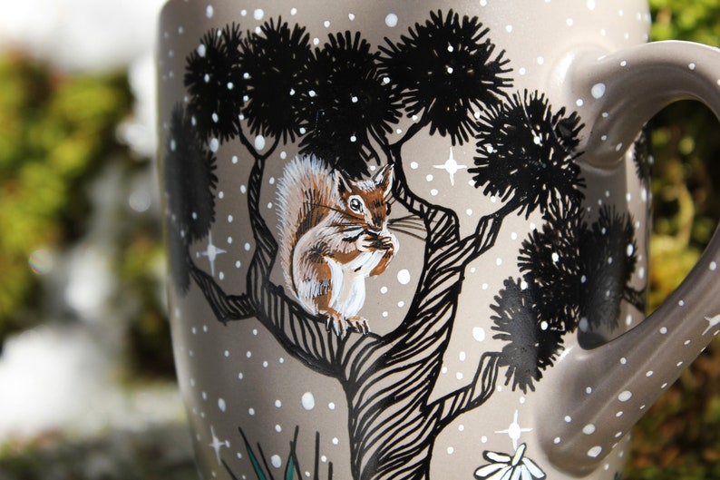 手描きのアライグマの陶器マグカップ、動物愛好家へのギフト 画像 7