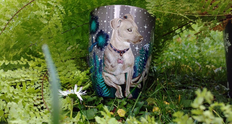 Animal ceramic mug, Hand painted dog portrait, Dog mom gifts, Doggie gifts, Portrait illustration from photo, Pet memorial cup, Valentines image 1