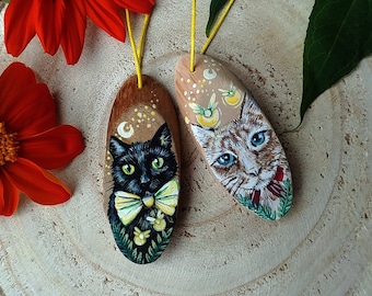Custom pet ornament painting, tiny painting, animal christmas ornament, unique gift, wood painting, miniature hand painted pet on wood