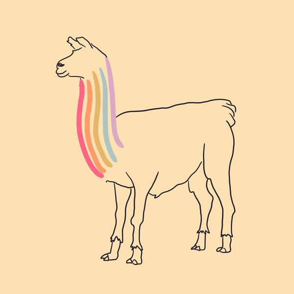 Rainbow Animal prints | Llama | Porcupine | Giraffe | Dog | Sea lion | Dinosaur | Pangolin | Snake | Okapi | Animal art | Minimalist