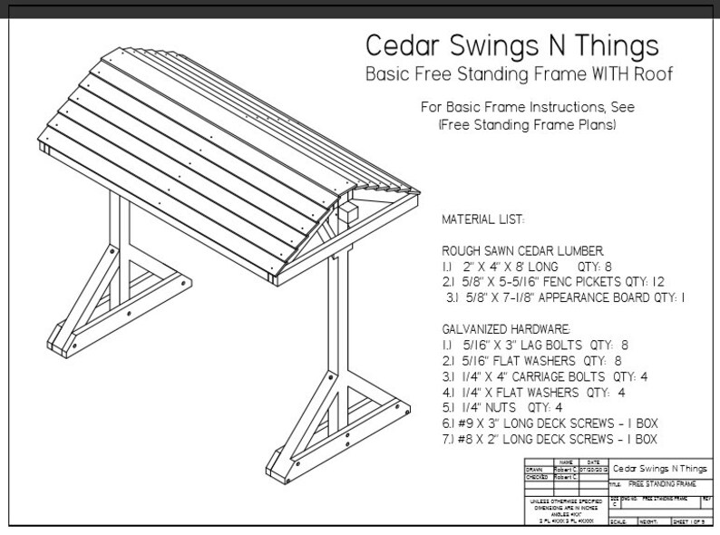 Porch Swing Stand With Roof Woodworking Plans Etsy
