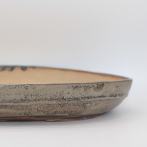 Bonsai pot, handmade ceramic oval with unique glaze