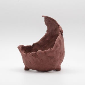 Bonsai Schale, einzigartige handgefertigte Keramik, Halbmondkaskade in Terrakotta