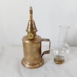 Small Pigeon Lamp Olympe Model in Working Order, French Vintage Brass Petrol Lamp