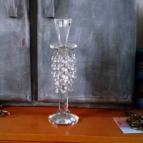 Chandelier en Cristal de Plomb, Porte-Bougies Taper avec Swags Verre