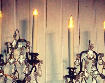 Flameless Taper Candles with Realistic Flicker Flame and Timer (Set of 4)