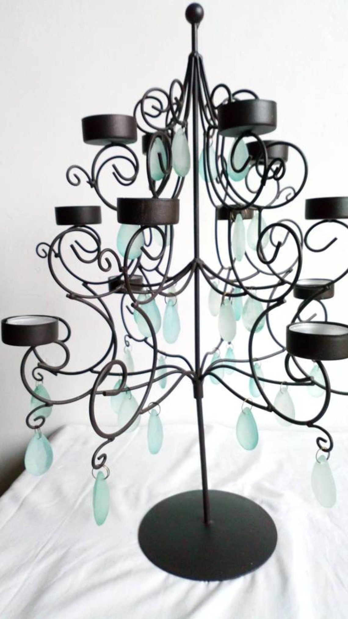 Metal Christmas Tree Tea Light Holder with Frosted Glass Etsy