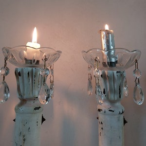 Vintage Chandelier Bobeches Pair for Candlesticks, Crystal Candle Drip Saucers