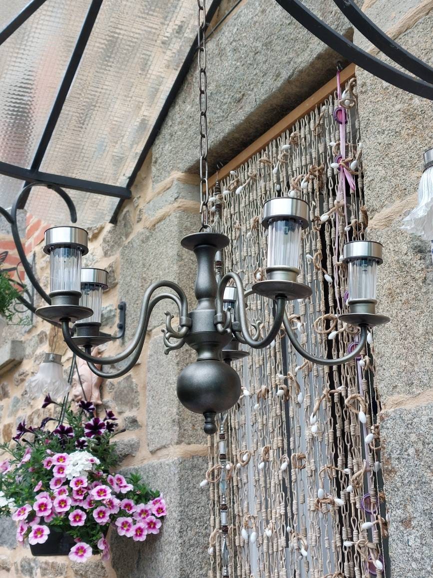 Solar Chandelier DIY Small Sun powered Outdoor Hanging Light