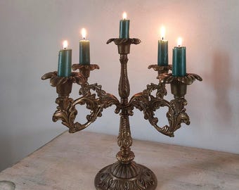 Vintage Large Bronze Candelabra with Five Candleholders