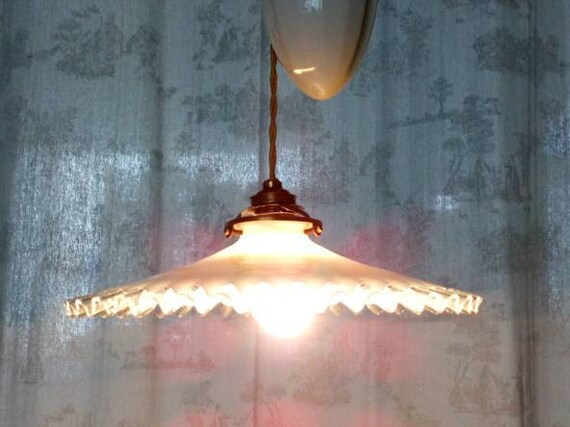 Art Deco Ceiling Lamp Rise And Fall With Porcelain Etsy