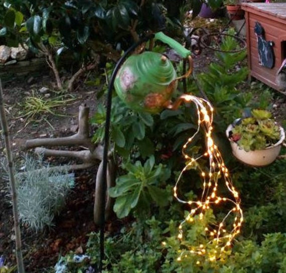 Bouilloire de Lumière Solaire avec Effet d'eau Coulant Micro Lumières, Décor Extérieur