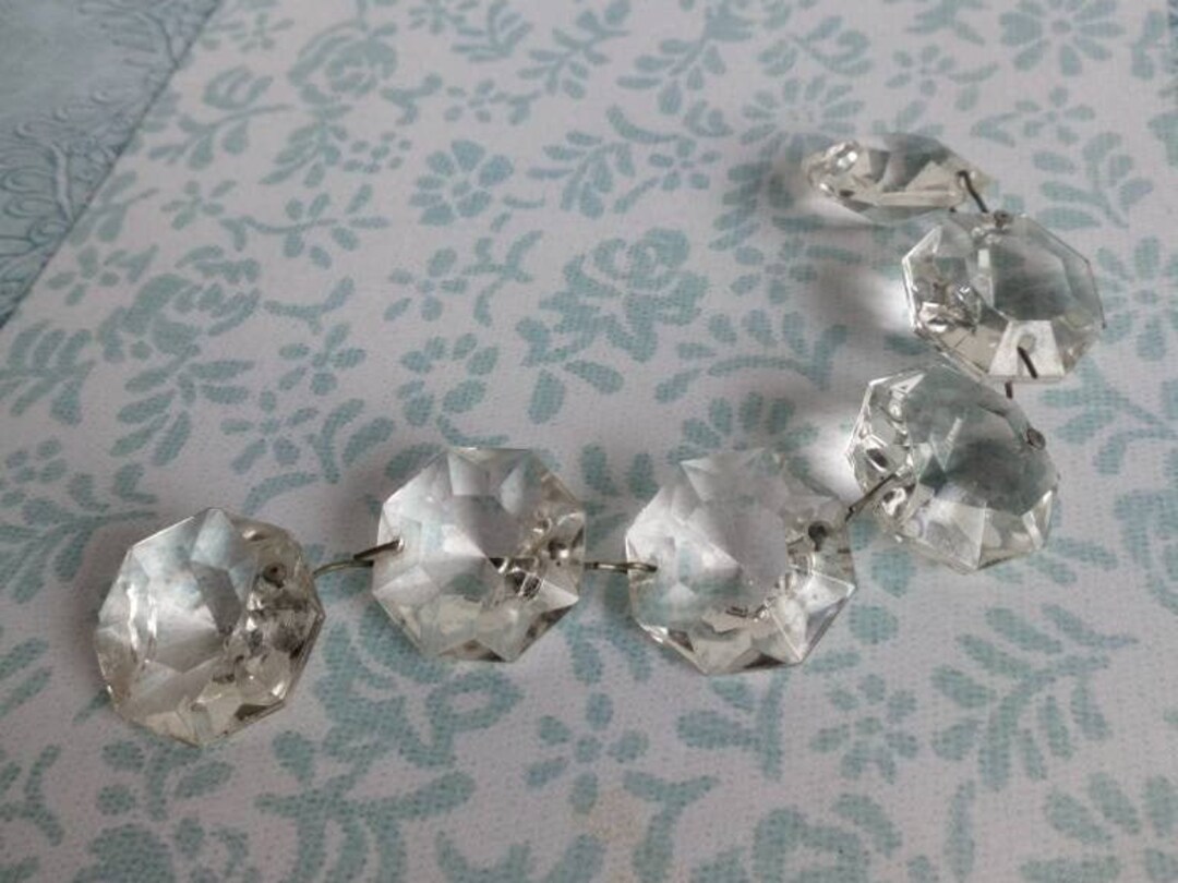 Antique Glass Swags, Large Chandelier Octogon Buttons 25mm, Suncatcher