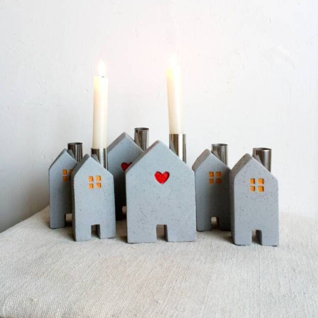 Maisons en Béton Chandeliers, Bougeoirs Minimalistes, Décoration Rustique Gris Cadeau de Pendaison C