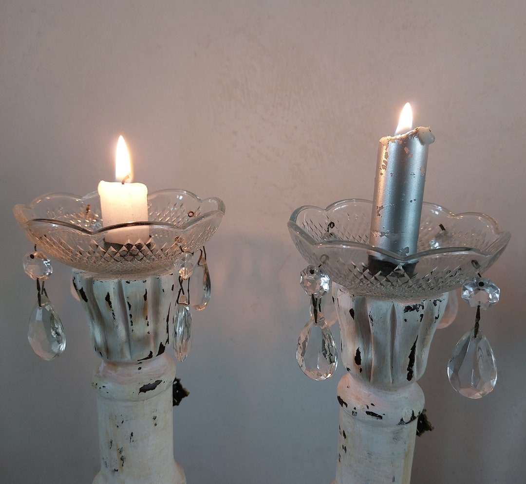 Two Glass Candle Drip Saucers for Candlesticks or Candelabra Etsy