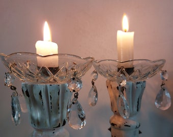Three Candle Drip Saucers for Holiday Table Decor, French Vintage Chandelier Bobeches