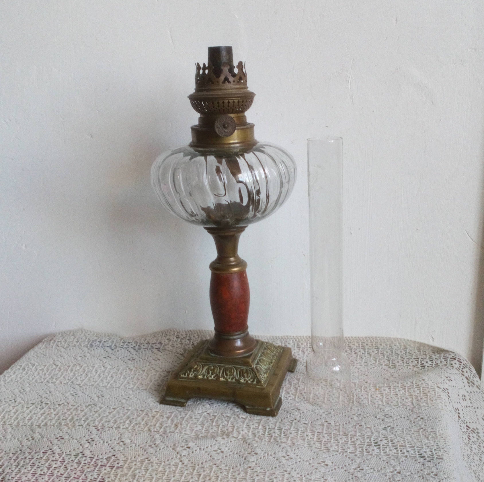Antique French Oil Lamp Parlour Lamp Kerosene Lantern Clear Etsy