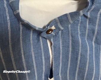 Ready to ship Small - 18th century Shirt in blue striped linen