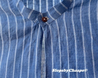 Ready to ship XL - 18th century Shirt in blue linen