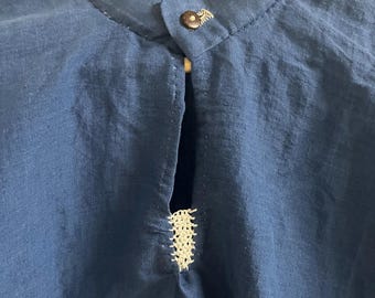 Ready to ship Large - 18th century Shirt in indigo blue linen