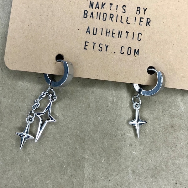 Hoop Hollow Asymmetrical Primo Star Earrings