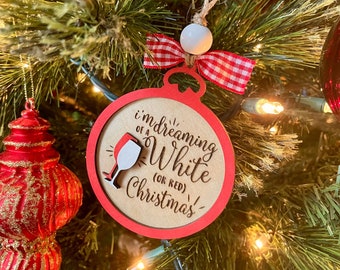 Wine Ornament, Wine Gift For Friend, Christmas Wine Gift, Red or White Wine, Wine Lover, Gift For Mom, Sister, Coworker,