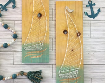 Sailboat Wall Art, Sailing Wall Decor, Beach House Wall Art, Nautical String Art , House Warming Gift, Beach Lover Gift, Coastal