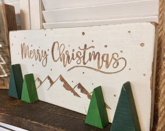 Wooden Merry Christmas Sign, Christmas Table Decor, Farmhouse Christmas Sign, Rustic Christmas, Ready to Ship