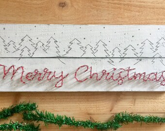 Christmas String Art, Large Merry Christmas Sign, Christmas Sign, Christmas Tree Sign