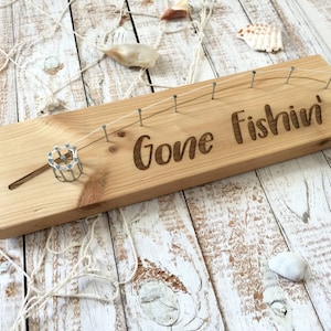 Fishing Gift, Personalized Fishing Sign for Husband, Gone Fishin’ Sign, Lake House Decor, Beach House, Cabin Decor, Birthday Gift for Him
