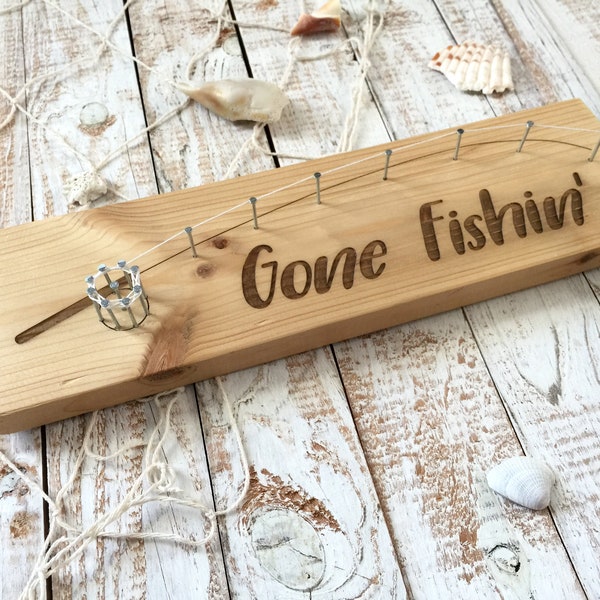 Father's Day Fishing Gift, Personalized Gift For Dad, Husband, Gone Fishin’ Sign, Lake House, Beach House, Cabin Decor, Birthday