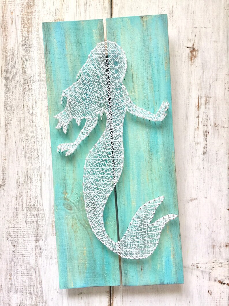 Large Mermaid String Art Mermaid Wall Art Beach House Decor | Etsy